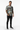 All-over print tee with tattooed model, one hand in pocket