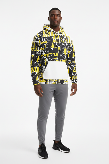 ALPPEER Print Hoodie with Gray Track Pants - Full Body