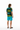 Back view with turquoise boardshorts