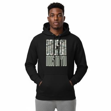 Black hoodie with grey joggers