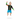 Blonde boy jumping in Play Robo rash guard with blue trunks on white background