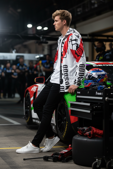 Blonde Male Race Car