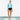 Blue watercolor rash guard with black bikini bottoms