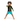 Boy in action pose wearing Play Robo rash guard with turquoise trunks on white background