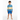 Boy in Wildlife rash guard with blue trunks on white background