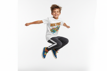 Boy jumping pose