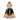 Boy sitting in Play Robo rash guard with orange trunks on white background