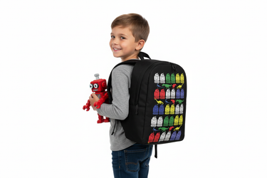 Boy with robot toy
