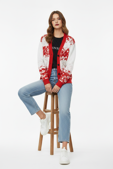 Cardigan with Light Jeans Seated