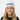 Close-up girl white beanie playful