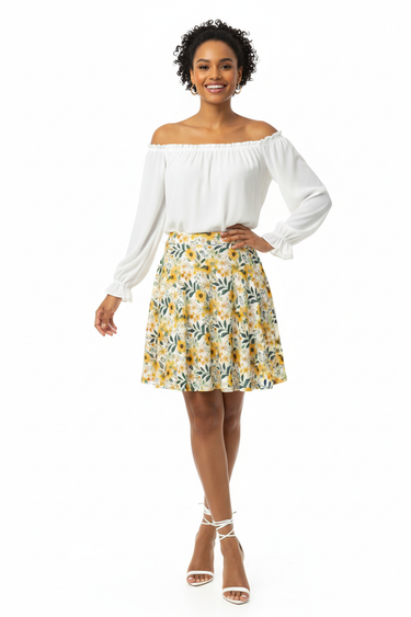 Date night look with off-shoulder blouse