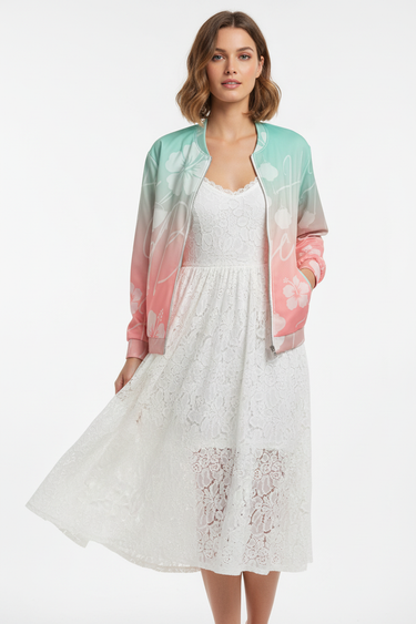 Female model - bomber over sundress