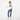 Female model in white Slalom hoodie with jeans