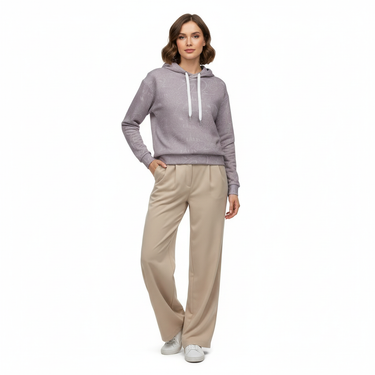 Female model in wide-leg pants