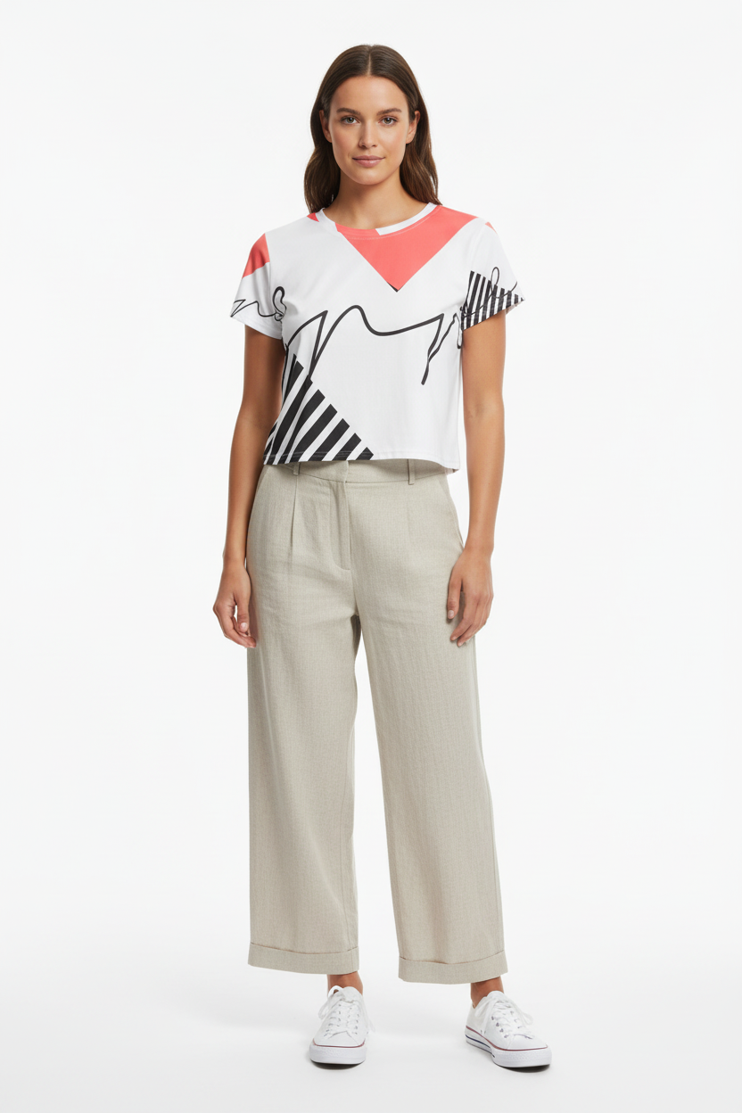 Front - Crop Tee + Linen Pants