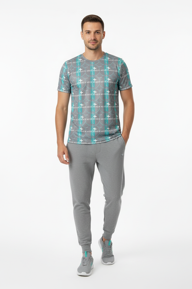 Front view with gray joggers