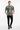 Geometric mountain pattern tee hands in pockets