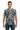 Geometric mountain pattern tee with natural smile