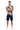Geometric polo with navy shorts