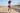 Girl in nautical tee on boardwalk