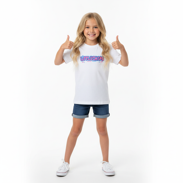 Girl thumbs up white tee