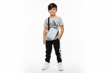 Graphic tee and track pants