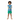 Hispanic boy in Wildlife rash guard with green trunks on white background