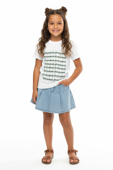 Hispanic girl in pleated skirt