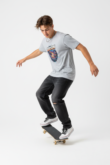 Ice grey tee three-quarter side view