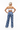 Model 2 - Back view of blue camo wide-leg pants