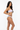 Model 1 - Side view of pastel tie-dye bandeau bikini