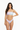 Model 1 - Front view of pastel tie-dye bandeau bikini