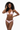 Black female model wearing Pink Reverie bikini - radiant smile