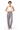 Woman adjusting satin pajama pants waistband
