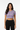 Model 1 - Front view of rainbow palm crop tee