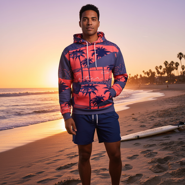 Latino male model beach sunset