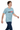 Light blue t-shirt mid-step