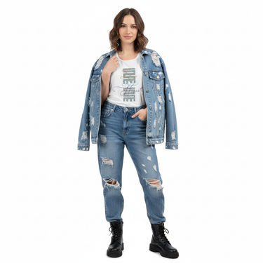 Live Love Honestly Tank with Denim Jacket
