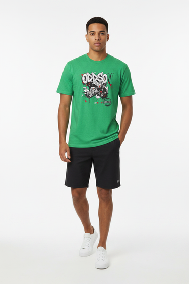 Look 5 — Irish Green + Boardshorts