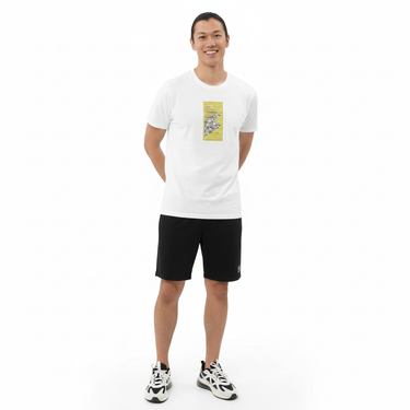 Look 6 - White tee with black shorts