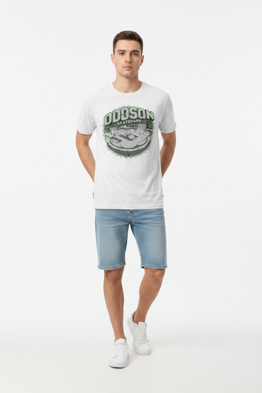 Look 7 — Solid White + Jean Shorts