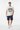 Look 8 — White Fleck + Boardshorts