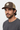 Male model close-up three-quarter view wearing brown trucker hat