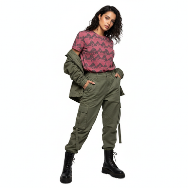 Middle Eastern model with cargo pants