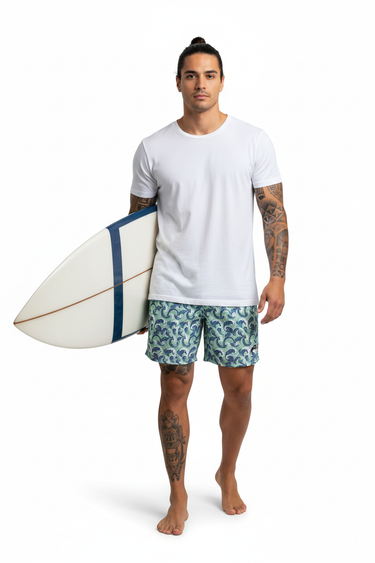Model with surfboard