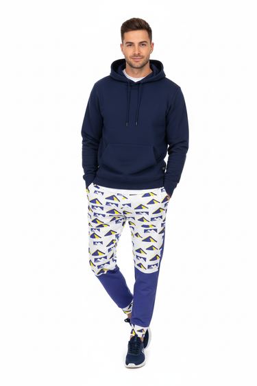 Navy hoodie look
