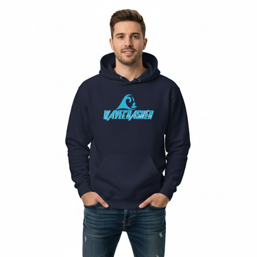 Navy hoodie - male model confident stance