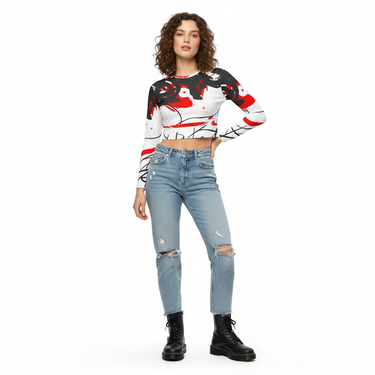Notes on Replay Crop Top with Distressed Jeans