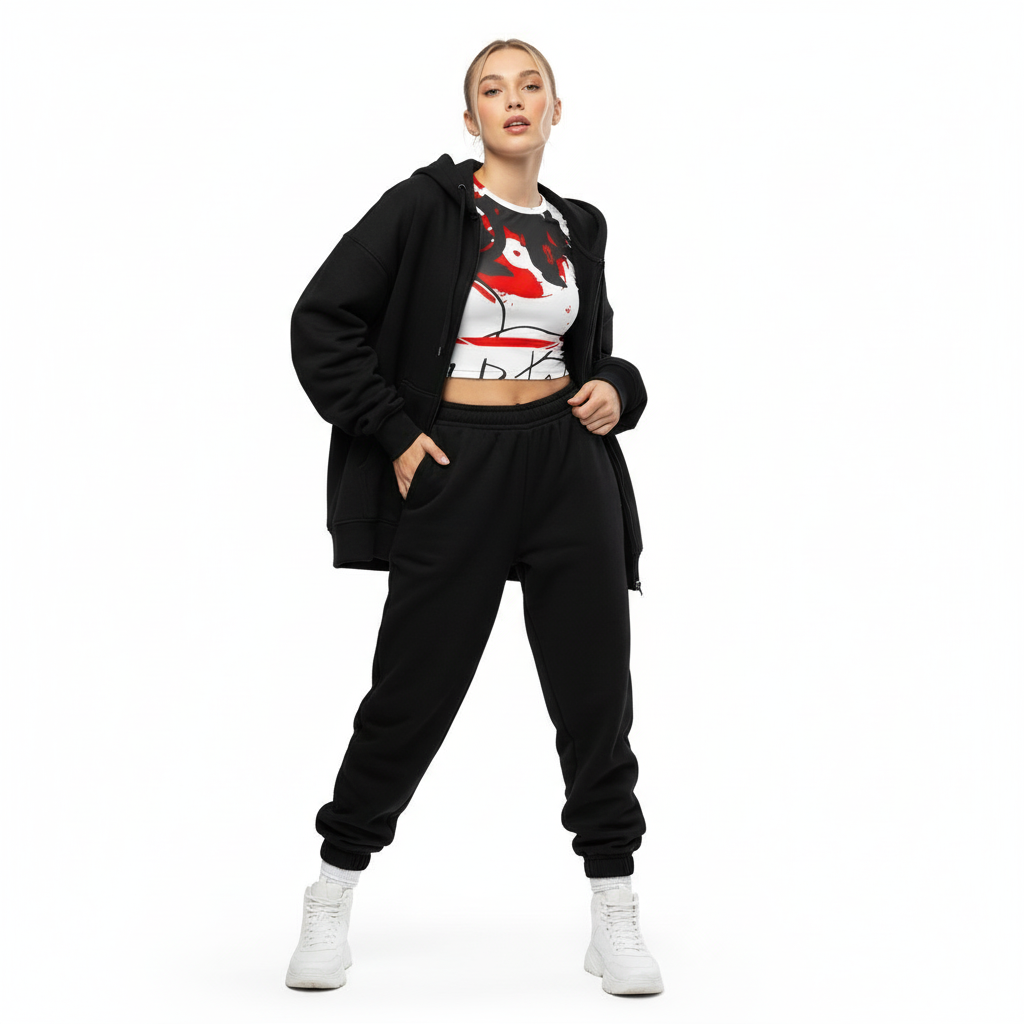 Notes on Replay Crop Top with Oversized Hoodie