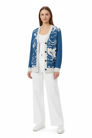 Ocean Marble Cardigan - Female Monochrome Look